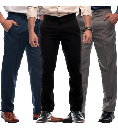 Kit 3 Calça Social Masculina Reta Oxford Alfaiataria Confort