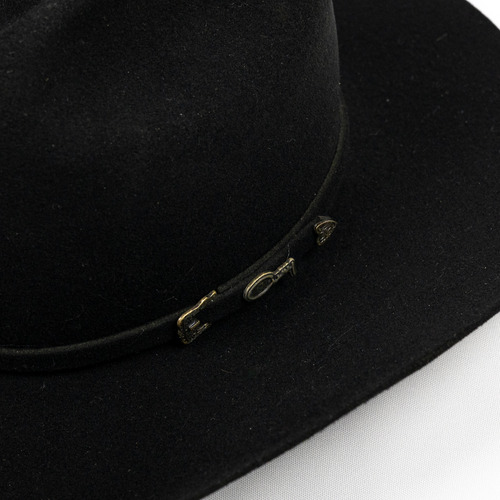 Chapéu Cury Texas Aba 12,5cm Preto Pelo E Lã