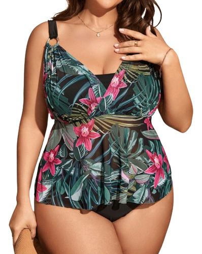 Traje De Baño Estampado Tropical 2 Piezas 