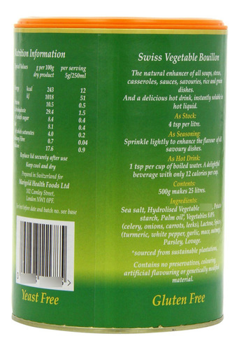 Marigold Health Foods Caldo De Verduras Instantáneas Bouillo