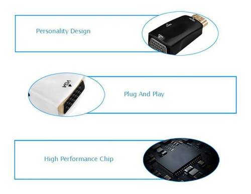 1080p Hdmi Macho Para Vga Fêmea Adaptador Conversor De Víd