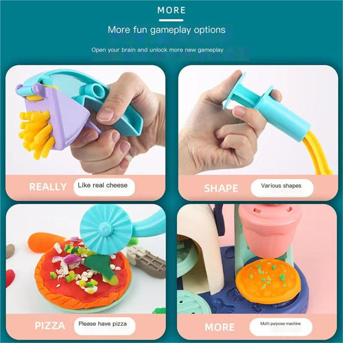 Máquina De Fazer Pizza Modelando Cores Dough Clay Set Toy
