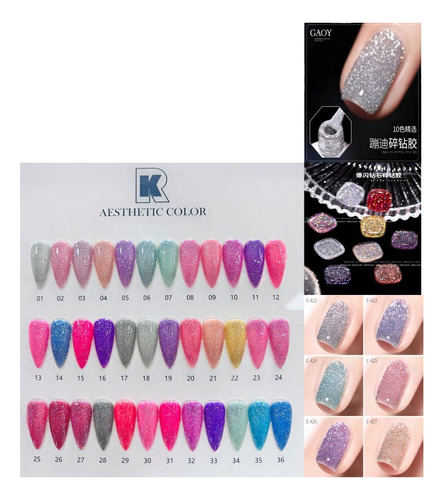 Uñas Reflectiva K 10ml 12 Unidad 