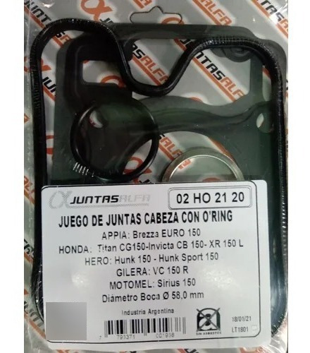 Junta Cilindro Cabezal Honda Cg150 Invicta Vc150r Continenta