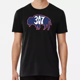 Remera Dibujado A Mano Wyoming Buffalo 307 Red Blue Flag ALG