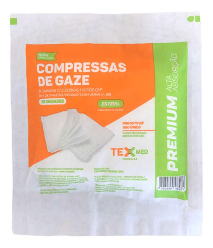 Imagem 1 de 3 de Compressa De Gaze Estéril 13 Fios 30 Envelopes-300 Unidades