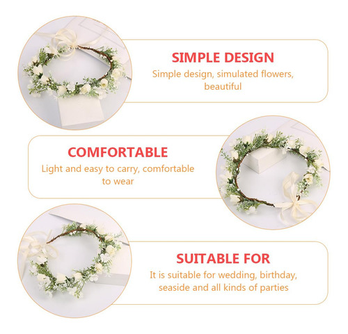 Diadema De Flores Nupciales Ajustable Guirnalda Boho