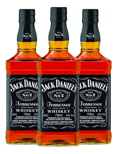 Jack Daniel's No. 7 Bourbon Old Estados Unidos 750 mL
 pack x 3 u