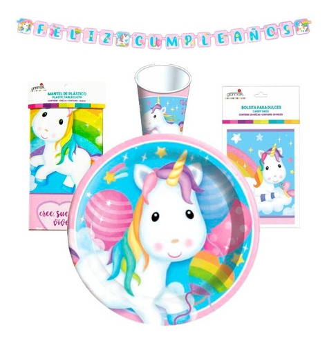 Kit Fiesta Unicornio Bebé Para 6 Niños.