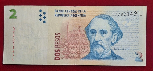 Billete 2 Pesos Serie L Bottero 3241