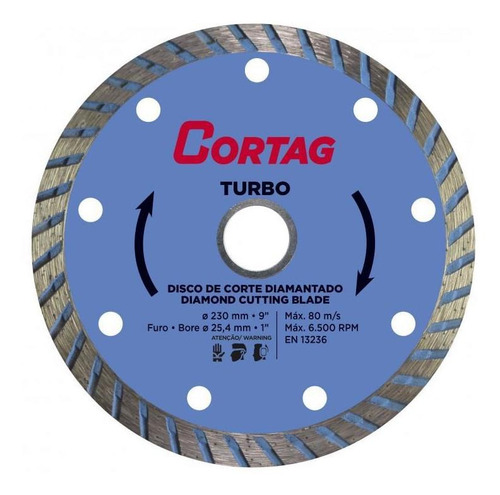 Disco Diamantado Turbo 230mm 9  P/ Mármore 61616 Cortag