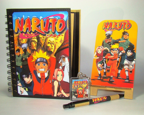 Libreta Anime Naruto, Portacelular, Esfero, Llavero.