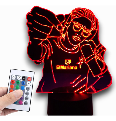 Lampara Led Elmariana Streamer Regalo Fan + Control16colores Negro