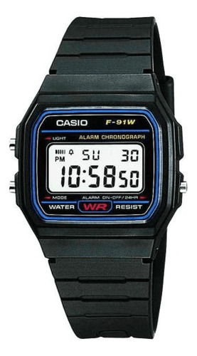 Reloj Casio  F91w-1d Fondo Azul Unisex 100% Original 