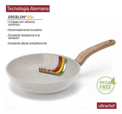 Ultrachef Sartén con Revestimiento Antiadherente de Piedra de Alemania 100%  libre de PFOA. 28cm : .com.mx: Hogar y Cocina