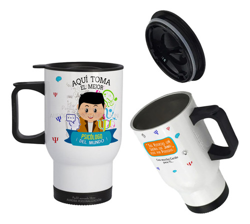 Mug Vaso Termico Viajero Para Carro Mejor Psicologo 02