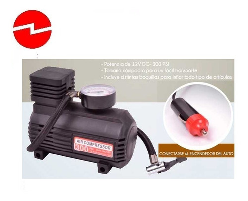 Mini Compresor Aire 12v/300lb + Accesorios -nuevo