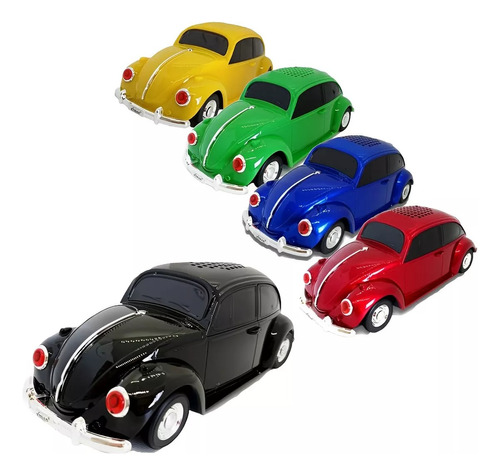 Fusca Caixinha Som Portátil Carro Mp3 Micro Sd Usb Ràdio Fm