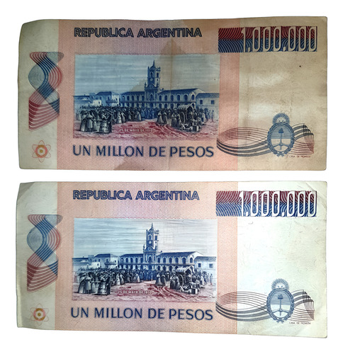 Argentina 2 Billetes De Un Millón De Pesos Ley, Serie A (Usado)