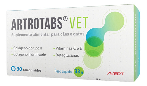 Artrotabs Vet Suplemento Alimentar 30 Comprimidos Averts