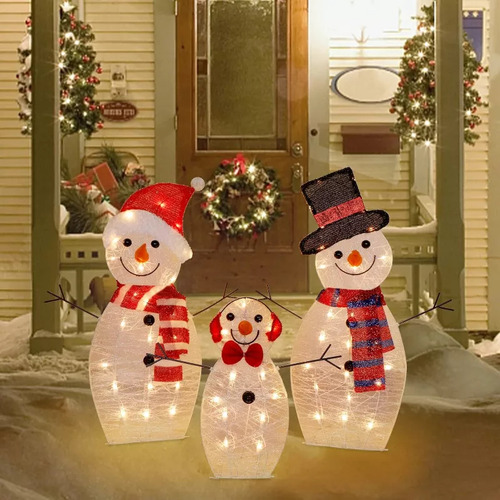 3 Piezas De Luces De Jardín Con Forma De Muñeco De Nieve, Re