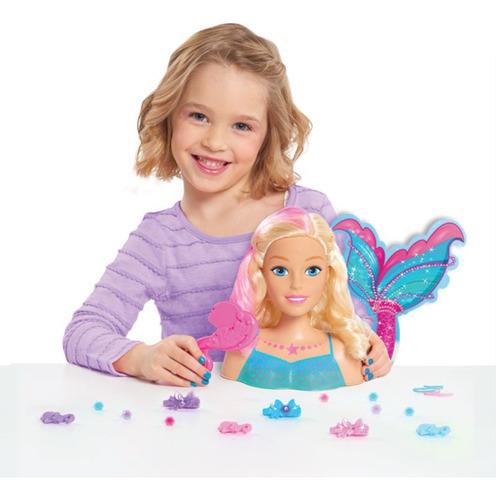 Cabeza Barbie Dreamtopia Sirena Peinados Accesorios Mágicos