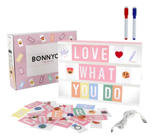 Cinema Light Box Bonnyco Pink W/ 400 Letters & Emojis + 2 Ma