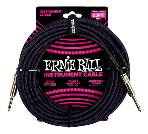 Cable De Plug 6.3mm Macho/macho Ernie Ball 7.620 Mts., Morad