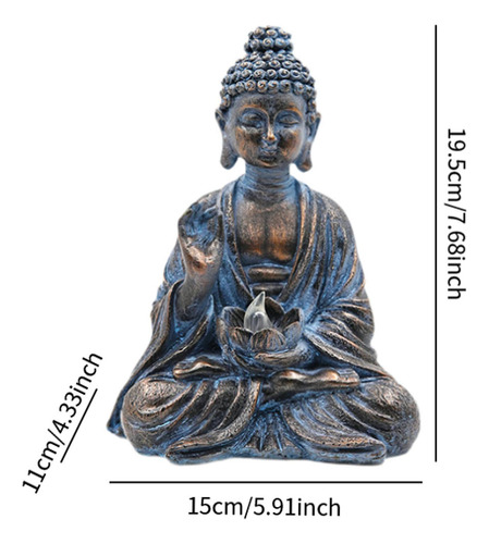Buda Statue Art Craft With Solar Light Decorative Desk