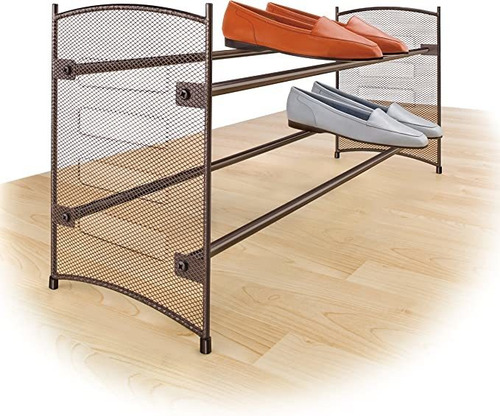 Lynk Expandable 2 Tier Stackable Shoe Rack - Steel Mesh Sho.