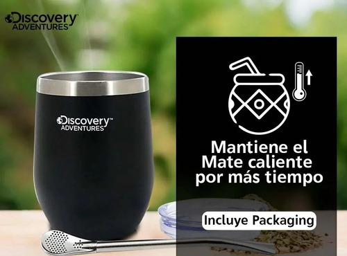 Imagen 5 de 7 de Mate Vaso Térmico Acero Inoxidable Discovery Tapa+ Bombilla