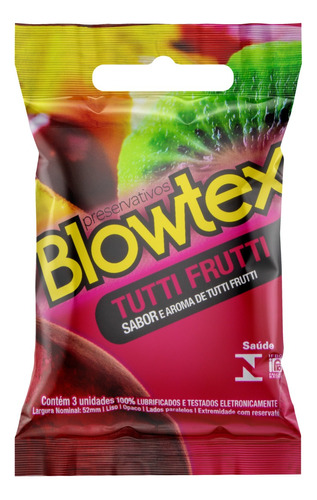 Preservativo Lubrificado Tutti Frutti Blowtex Pacote 3 Unidades