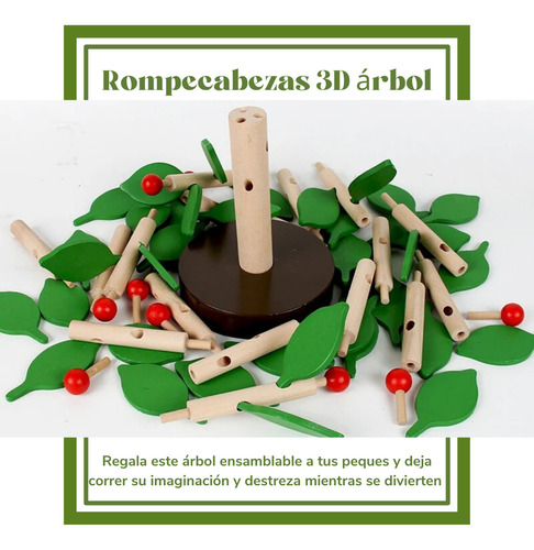 Juguete Montessori Arbol Para Niños Y Niñas Rompecabezas Color Amarillo