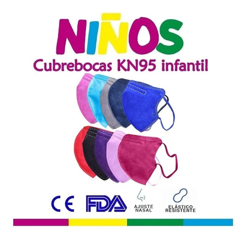 Super Kit Niño Infantil Kn95 100 Piezas Cubrebocas Surtido