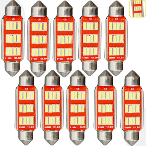 Lâmpada Led Torpedo 41mm Luz De Teto Canbus 6000k 10w 10 Uni