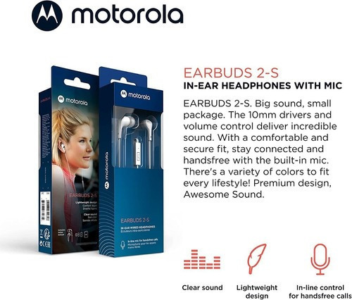 Audífonos Motorola Earbuds 2- S Mano Libres 3.5 Color Blanco