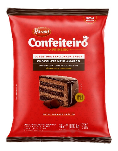 Chocolate Cobertura Harald Confeiteiro Gotas Meio Margo 1kg