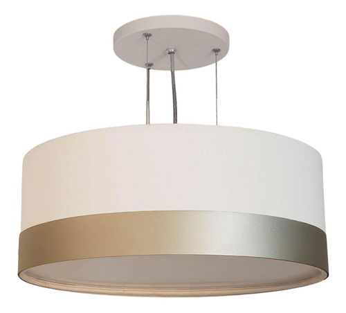 Lustre Pendente Tom Luz Cúpula Detalhe Bronze 40x15 Branco