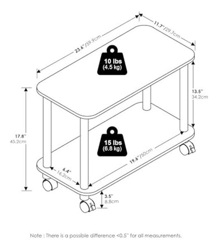 Mesa Auxiliar Rectangular Moderna Furinno Turn-n-tube, Mesa
