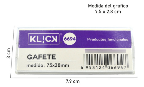 5 Gafetes Plástico Personalizables Broche Alfiler 28x75mm
