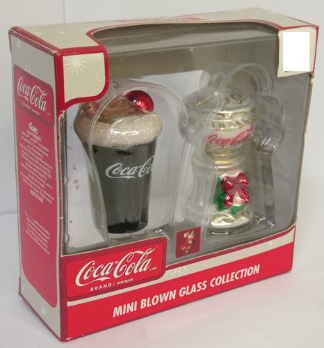 2 Adornos Coca Cola Vidrio Soplado Vintage