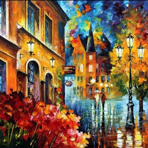 Puzzle 5d - Pintura Com Diamante- Paisagem Noturna- 30x30 Cm