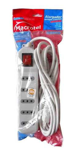Alargador Electrico 5 Mts 5 Pos Blanco Switch / Tecnocenter