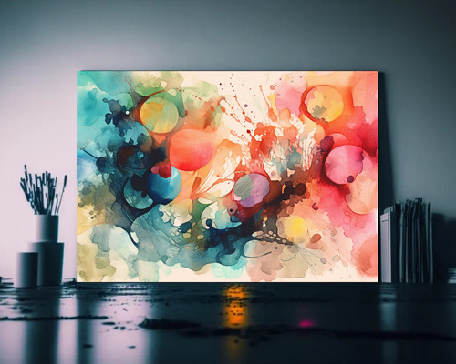 Canva Bastidor Madera Fan Art Flores Cute 30x20cm Abstractos