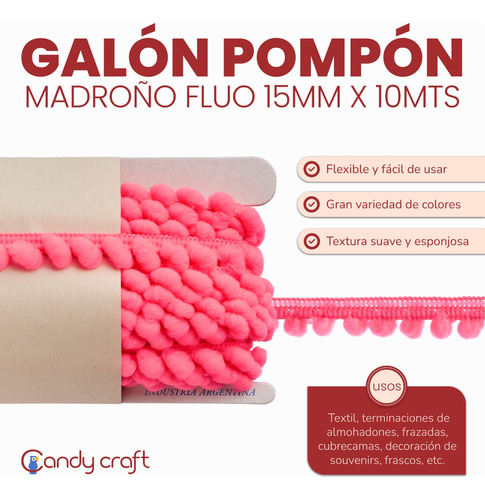 Galon Pompón Madroño Fluo X10mts Ludetex Confección