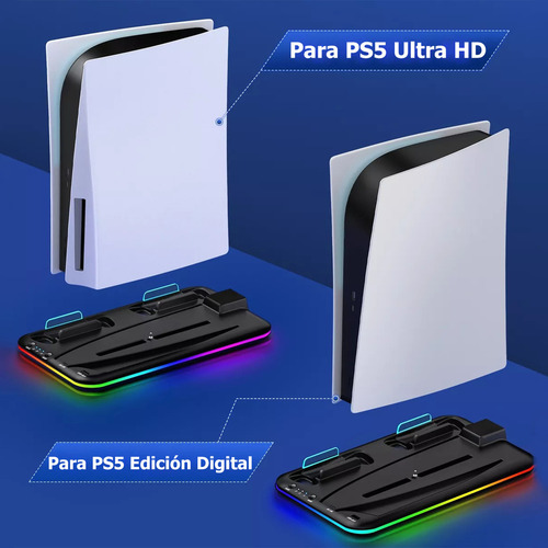 Base De Cargador Enfriadora Para Ps5/ps5 Slim Controles Color Negro