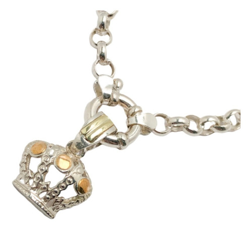 Pulsera Rolo Plata 4,5 Mm Corona Plata Y Oro I540)g