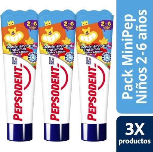 Pepsodent Minipep Pack 3 Unidades 50ml/64gr