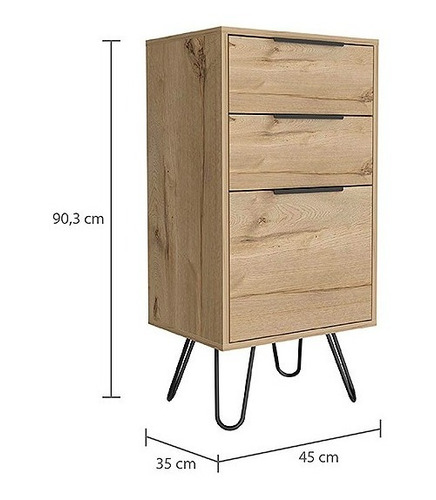 Comoda 3 Cajones Alta Concept D-91 45x35x90 Cm Duna+wengue