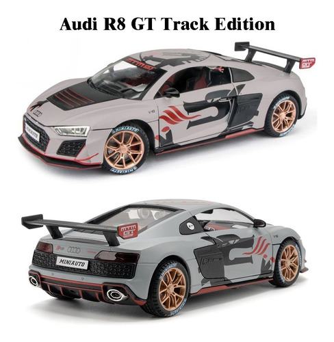 Audi R8 Gt Pista 1/24 Miniatura Metal Coche Con Luz Y So [u]